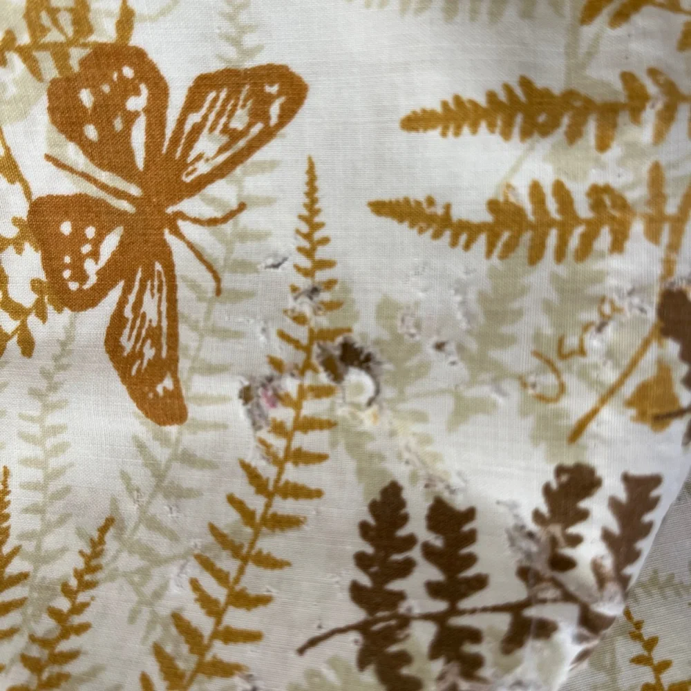 70s Vintage Vera Full Size Flat Sheet Burlington Percale Butterflies Ferns As Is